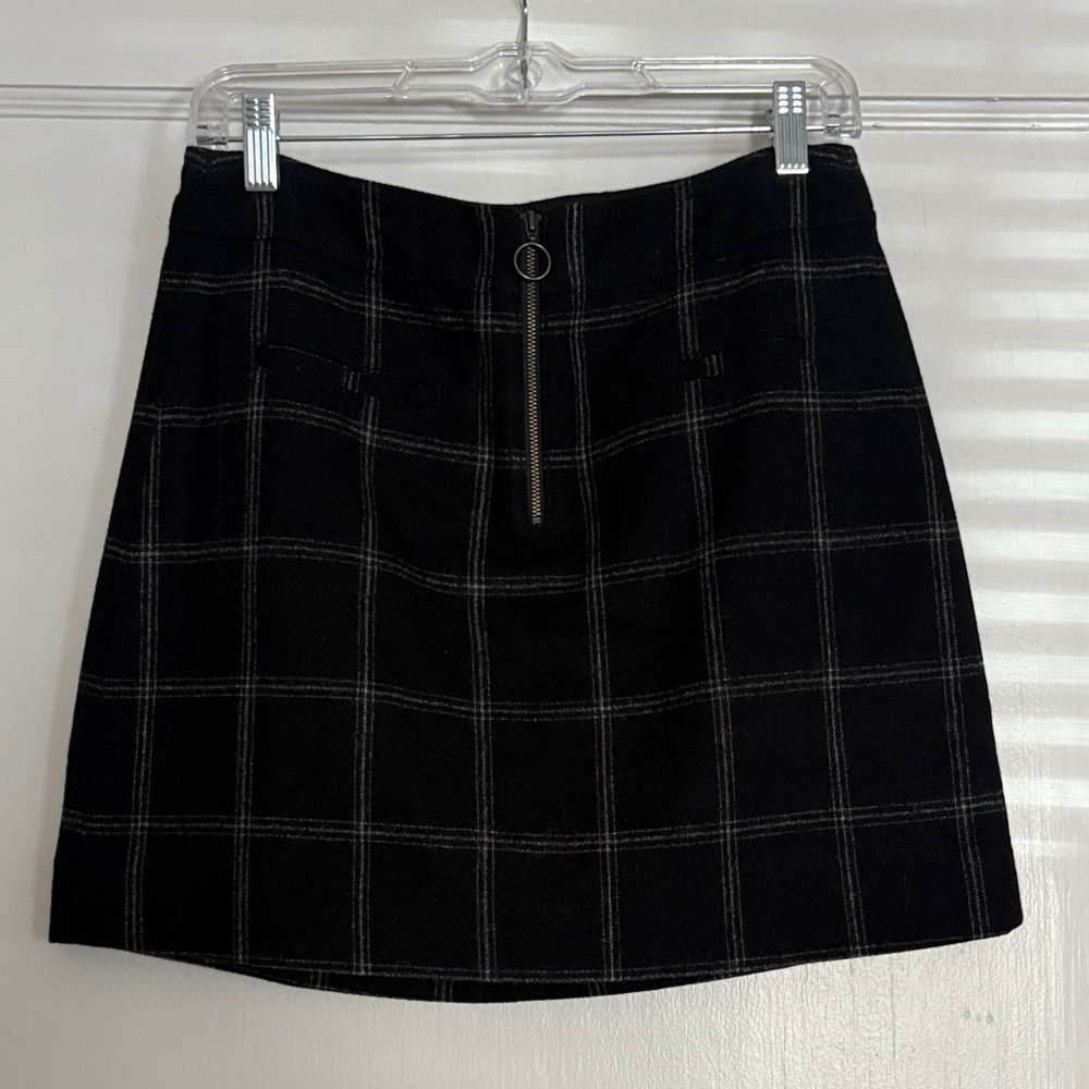 Madewell Black Wool Plaid Miniskirt